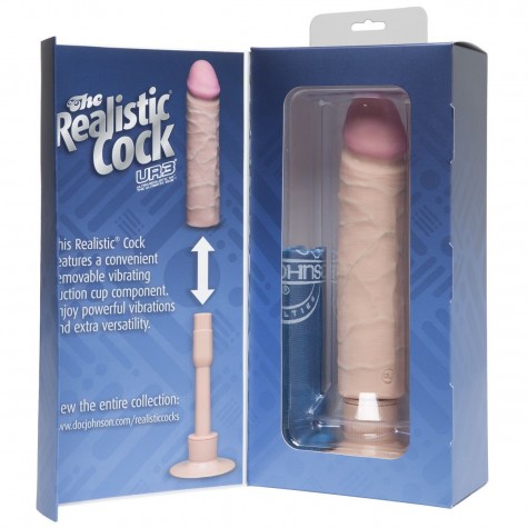 Вибратор-реалистик The Realistic Cock ULTRASKYN Without Balls Vibrating 8” - 24,1 см.